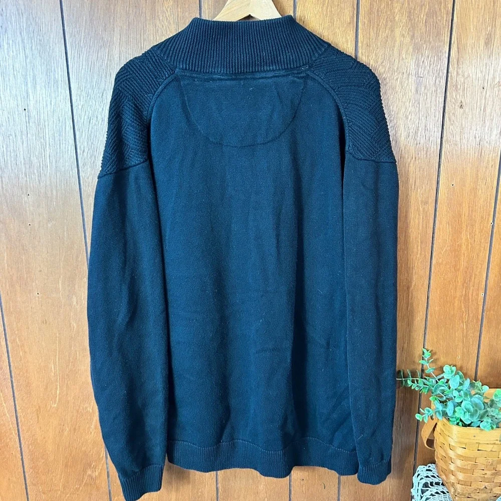Weatherproof‎ Vintage Mens XXL Black 100 Cotton Quarter Zip Pullover Sweater